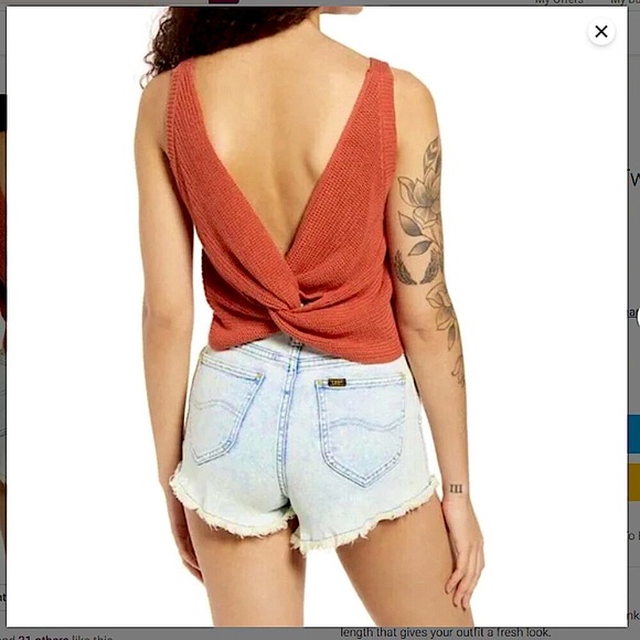 New! Lulu's Rust Red Knit Twist Back Tank Top XS - Picture 1 of 6
